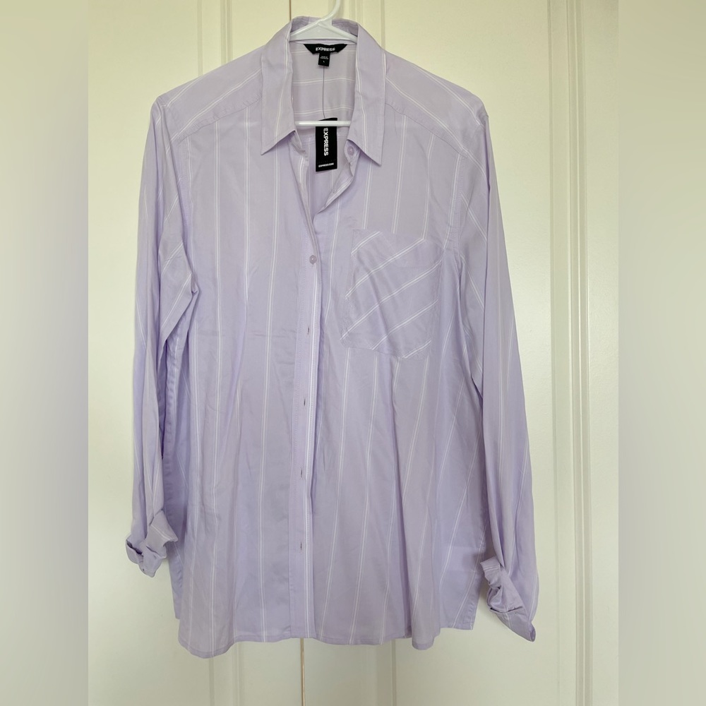 Express lilac button up lightweight shirt